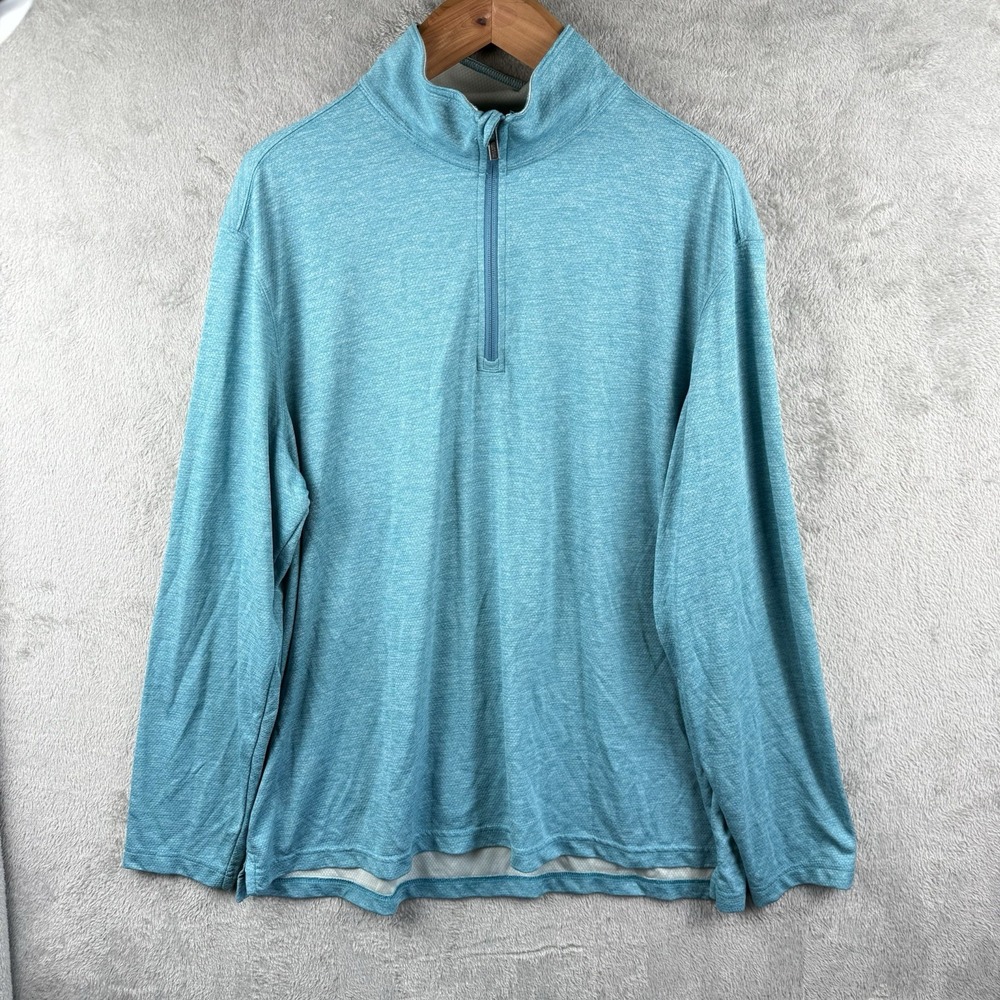 Duluth Trading Co Sweater Mens XL‎ Blue Pullover 1/4 Zip Outdoors Performance